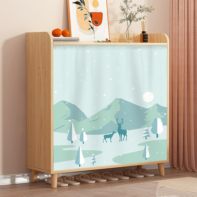Gabinete de tela que cubre la cortina Velcro autoadhesivo gabinete de zapatos que cubre la cortina fea sin perforaciones armario sundries gabinete puerta cortina hogar