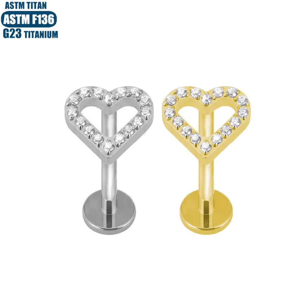 Pointed labret stud close-up product detail