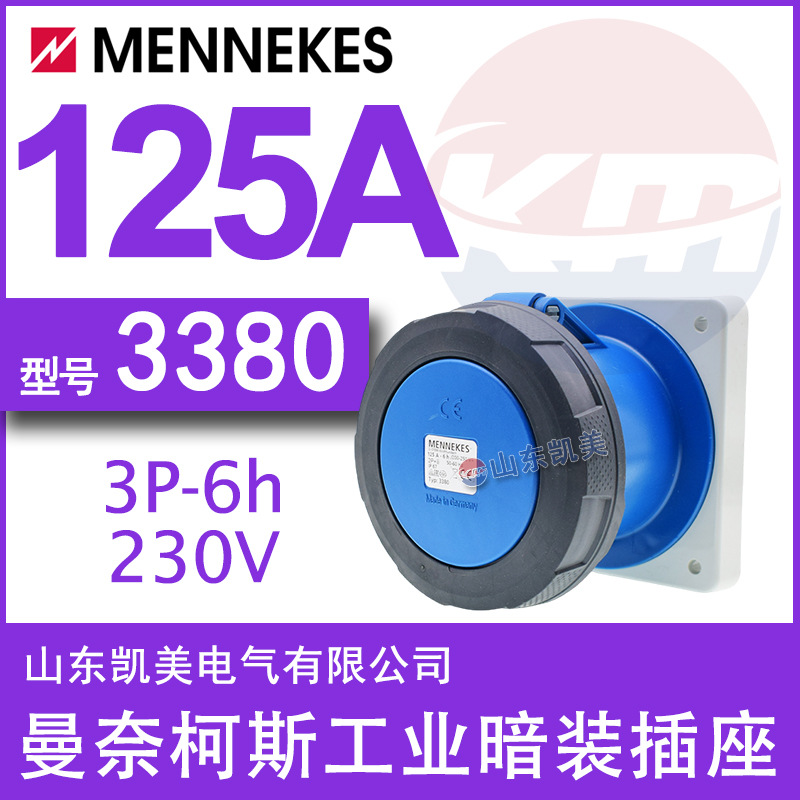 德国曼奈柯斯暗装直插插座 TYP3380 125A-6H 200-250V 2P+E IP67