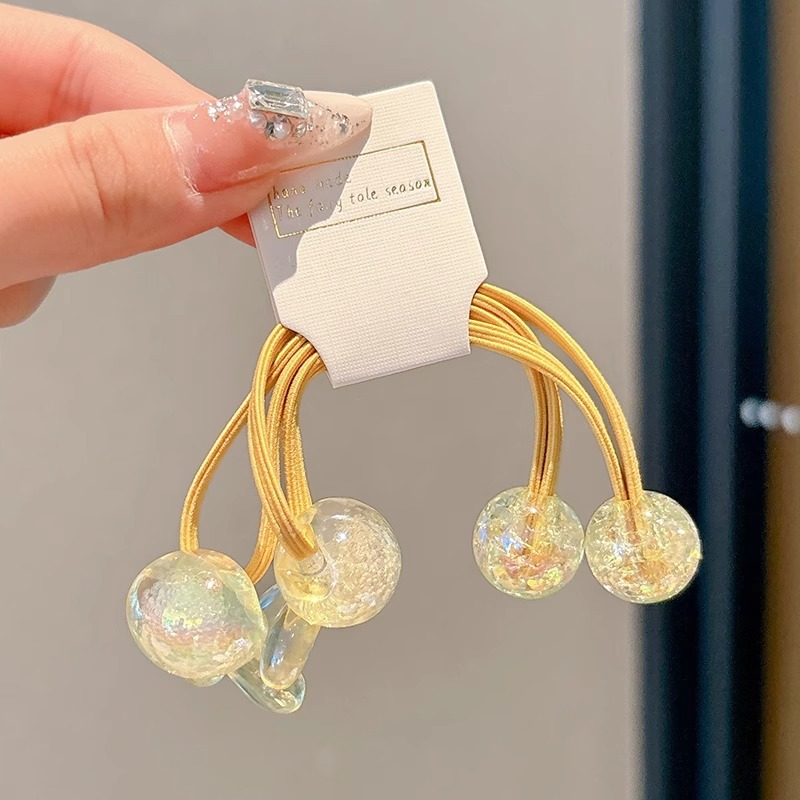 Niños cuerdas de cabello de cola de caballo alta anillo de cabello femenino de alto nivel doble cuerdas de cabello adorable adornamiento de cabello de bebé color conejo banda de goma