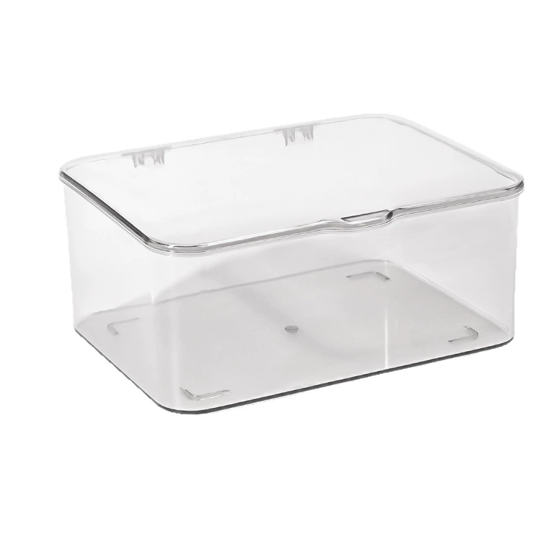 Acrylic Face Mask Storage Box, Transparent/Gray, Small & Large — Foldable Lid, Compact Organizer