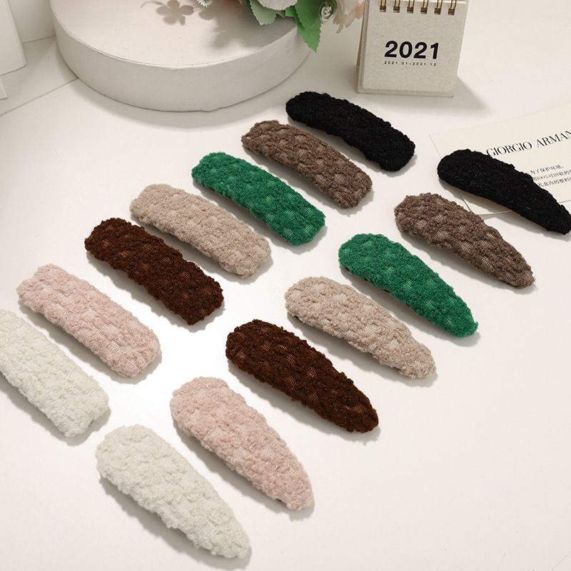 Woolen Hairpin Korean Solid Color Headdress Bangs Clip 2021 New Hair Accessory display picture 1