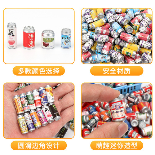 Toy house mini beverage bottle simulated 3D supermarket miniature edible snack display DIY hair clip model