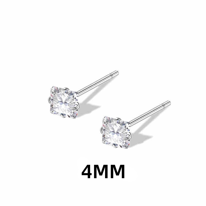 4MM 스퀘어 이어링 / 구리(화이트 골드)
