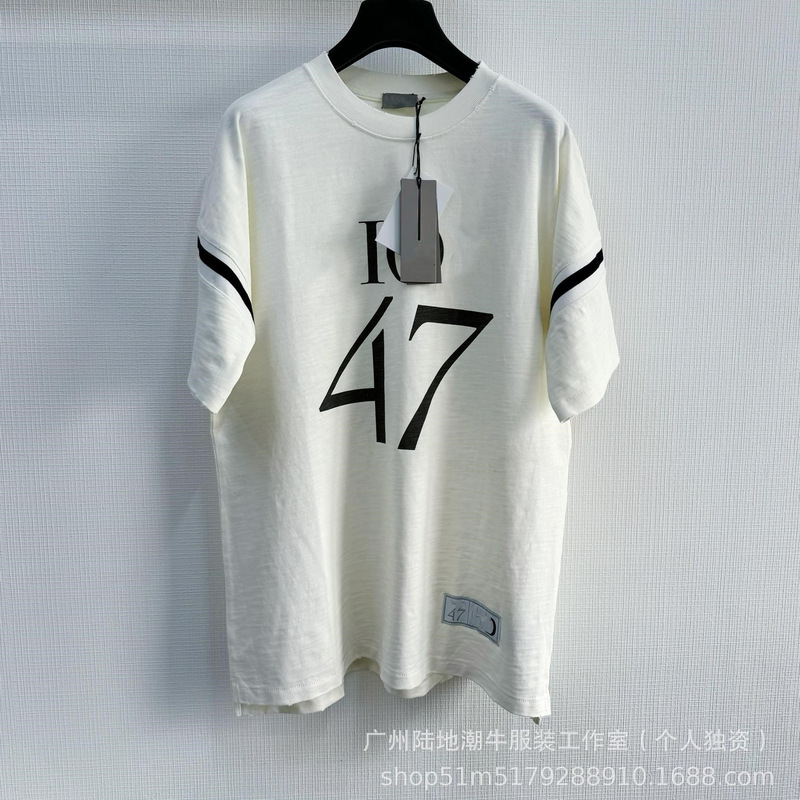 クロスボーダー高品質パリ25ss新デジタルプリントパッチワーク半袖ルーズフィットTシャツ男女兼用|undefined