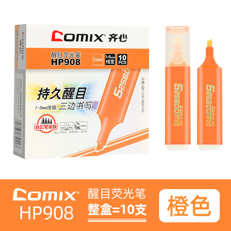 Comix color fluorescente marcado pluma etiqueta pluma marcado estudiante oficina 6-pack clave pluma mañana luz papelería