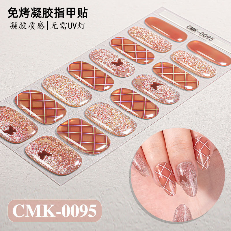 Zhengxiang 追跡ライト小型電球キャットアイノーベーク NO UV ネイルステッカークロスボーダーフラワーチェック柄水玉ジェルネイルステッカー|undefined