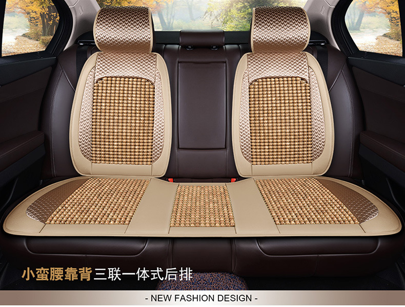 Car Seat Cushion and Lumbar Support Integrated Single-Piece Wooden Bead Summer Cooling Pad Ventilated Seat Cover Seat Cushion Universal Butt Pad for All Seasons