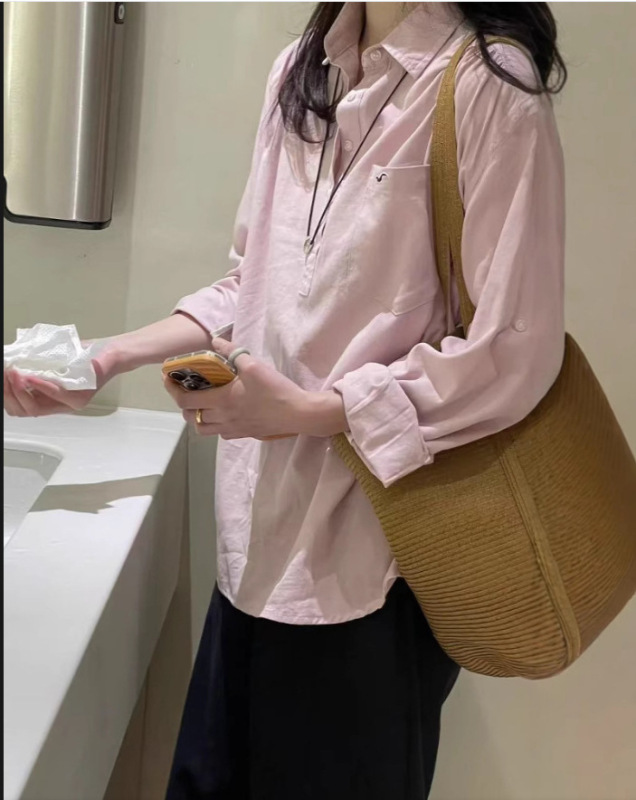 法式老钱风半开领白色衬衫女2025秋季新款设计感小众刺绣套头衬衣|undefined