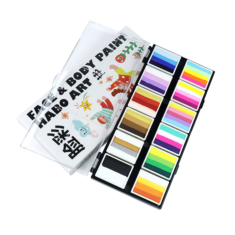 Nuevo conjunto transfronterizo de 12 conjuntos de pintura acuosa para niños, crema de pintura facial para festivales, maquillaje de escenario