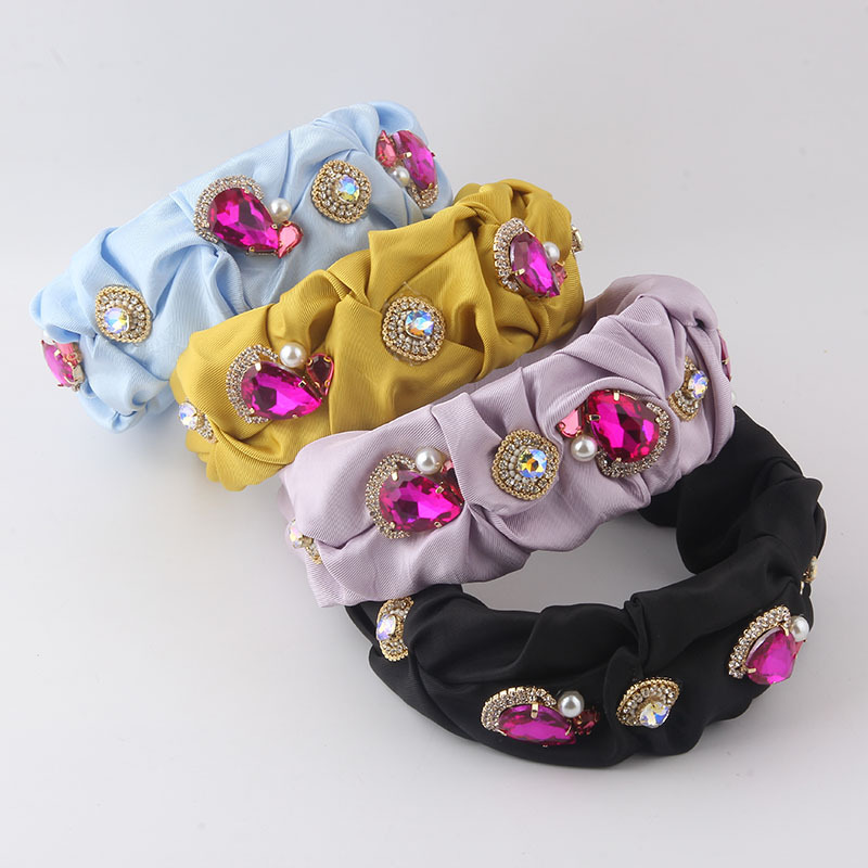 New Fashion European And American Baroque Diamond-studded Fabric Simple Personality Headband Ladies Photo Party Hair Accessories Headwear Women display picture 1