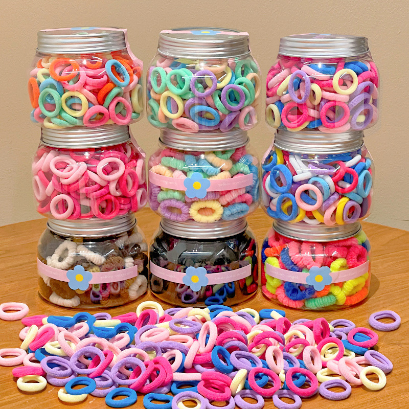 Children's Candy Color Hair Rings Girls' Color Rubber Band Little Girl's Towel Rings Thick Leather Cover Does Not Hit Hair Summer Head Rope