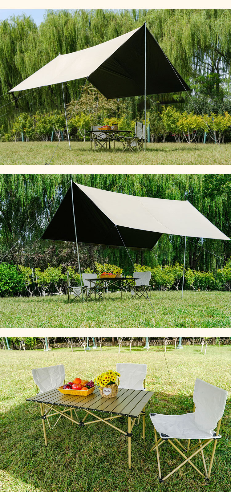 210D Butterfly-Shaped Black Vinyl Canopy, Uv-Resistant and Wind-Resistant Outdoor Sunshade, Customizable and Wholesaleable from the Source Factory