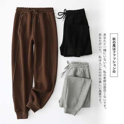 2021 Autumn and winter new pattern Paige Plush sweatpants  Easy Show thin Sports pants Heavy thickening Haren trousers