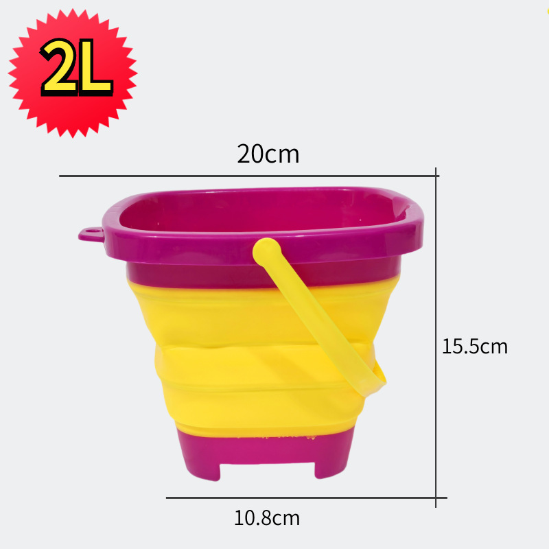 Barril de mano de castillo de playa plegable transfronterizo 2L bebé jugando en el agua arena goma suave retráctil cubo de silicona al por mayor