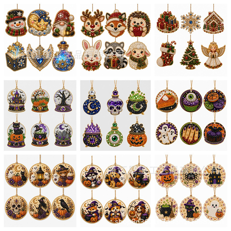 Cross-Border New Product Acrylic Hanging Sign Pearl Diamond Painting Combination Set DIY Handmade Rhinestone Christmas Decorations Cross-Border New Product Acrylic Hanging Sign Pearl Diamond Painting Combination Set DIY Handmade Rhinestone Christmas Decorations