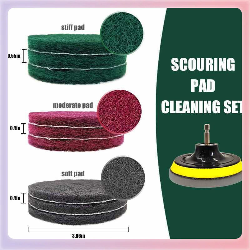 ✅跨境电钻刷16件套六角螺丝植绒工业百洁布电动工具清洁刷抛光打