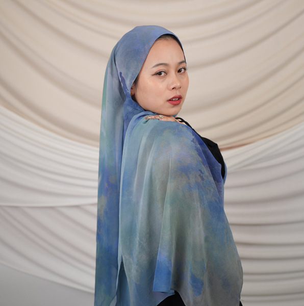 Bofu imitation silk double-sided penetration printing Silky Chiffon…