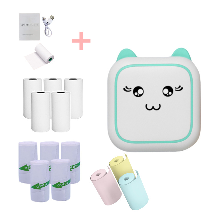 C25 azul + 5 rollos de papel de impresión + 5 rollos de papel adhesivo + 3 rollos de papel de color