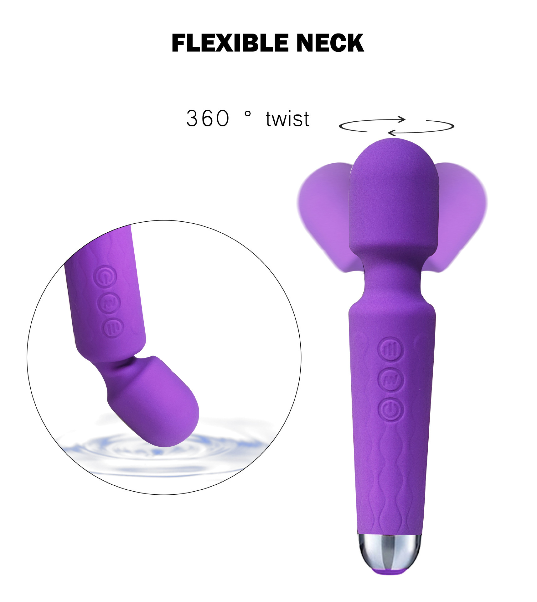 20-Frequency AV Wand Vibrator, Silicone Body, Strong Vibration Massage Stick — detail image 3