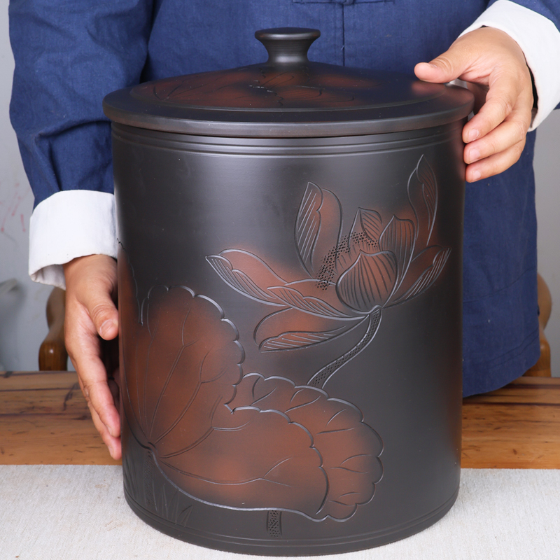 陶呆子云南建水紫陶茶叶罐七饼普洱茶存茶密封罐陶瓷非紫砂散茶缸