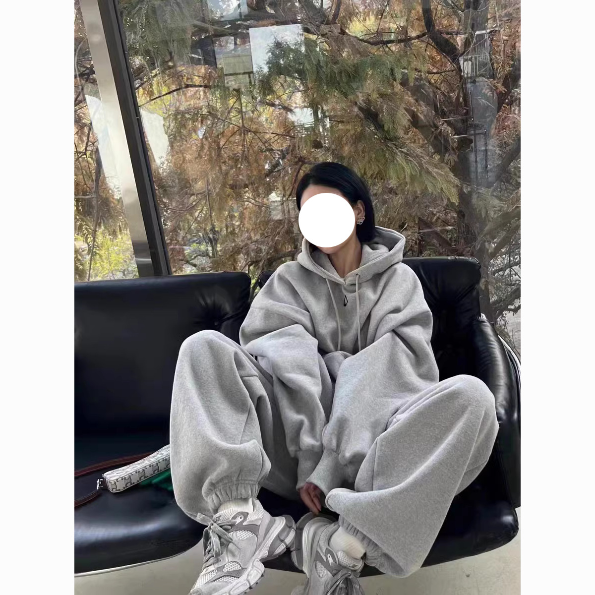 慵懒风运动服套装女秋季学生宽松显瘦时尚连帽卫衣休闲两件套跑步