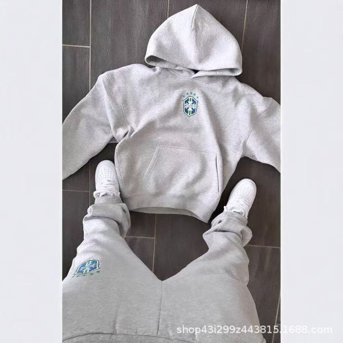 2024 new autumn fashion printing pullover long sleeve hooded sweater suit men's casual all-match coat