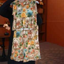 女童夏装套装2025新款儿童碎花阔腿裤两件套女孩夏季洋气网红公主