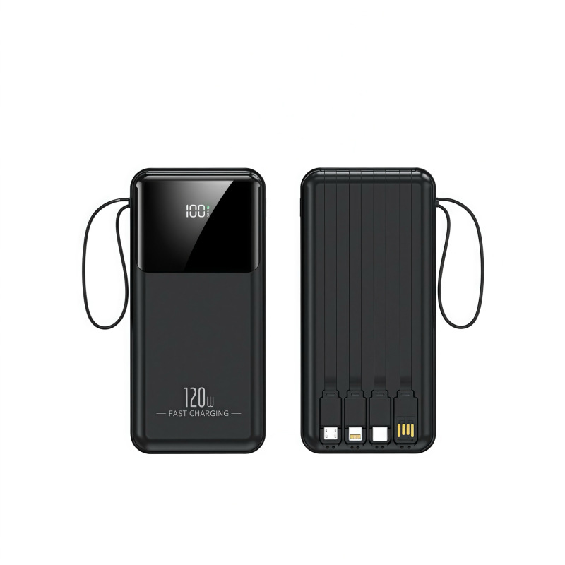 国境を越えた120W超高速充電超大容量ケーブル内蔵12万mAhパワーバンクストラップモバイル電源|undefined