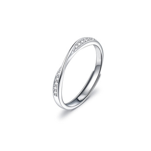Xingcheng 1 Mobius Couple Ring Niche High-End Design 8K Gold Inlaid Zircon Opening Adjustable Ring