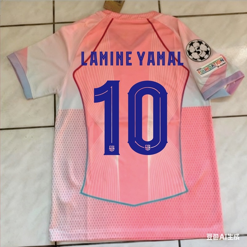 新しい 2526 バサジャージ 10 ヤマール半袖サッカーユニフォームスーツ特別版ピンクゲームトレーニングスーツ男性用|undefined