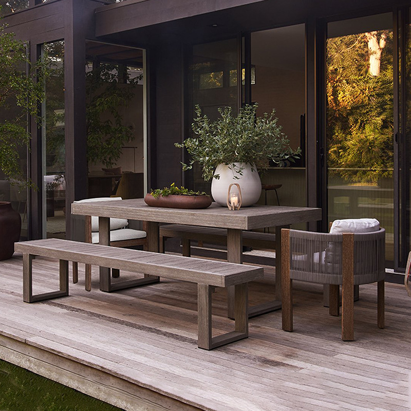 Patio al aire libre mesa y silla Villa jardín anticorrosión teca modelo habitación cama y desayuno impermeable protección solar ocio madera maciza Mesa muebles image 3