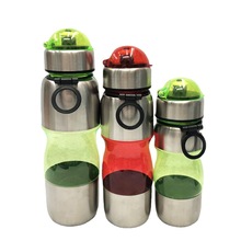 带盖伸缩头三钢水壶手提不锈钢套运动水壶带钢盖吸管杯RS-201196