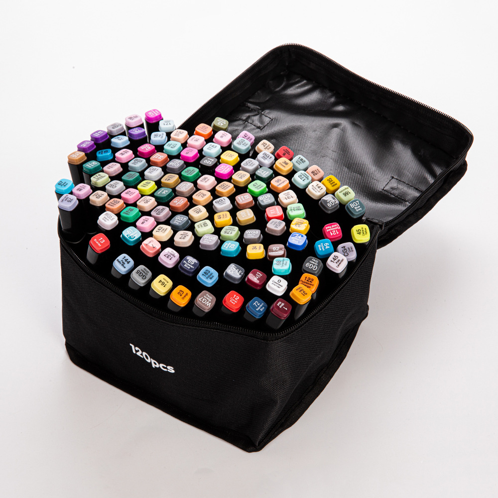 Juego de marcadores de doble punta a base de alcohol touch24 colores, 48 colores, 80 colores, 168 colores, con cuerpo negro, para estudiantes, con bolsa de lona.