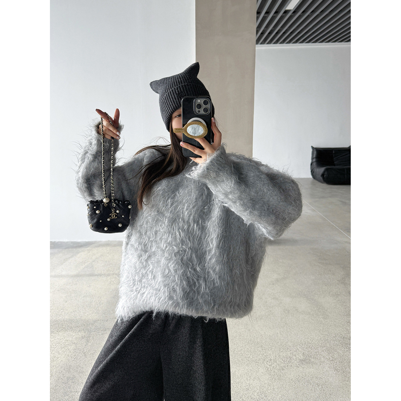 【王琪芝】羊毛重工柔软卷毛套头毛衣女温柔韩系慵懒针织衫WQ092