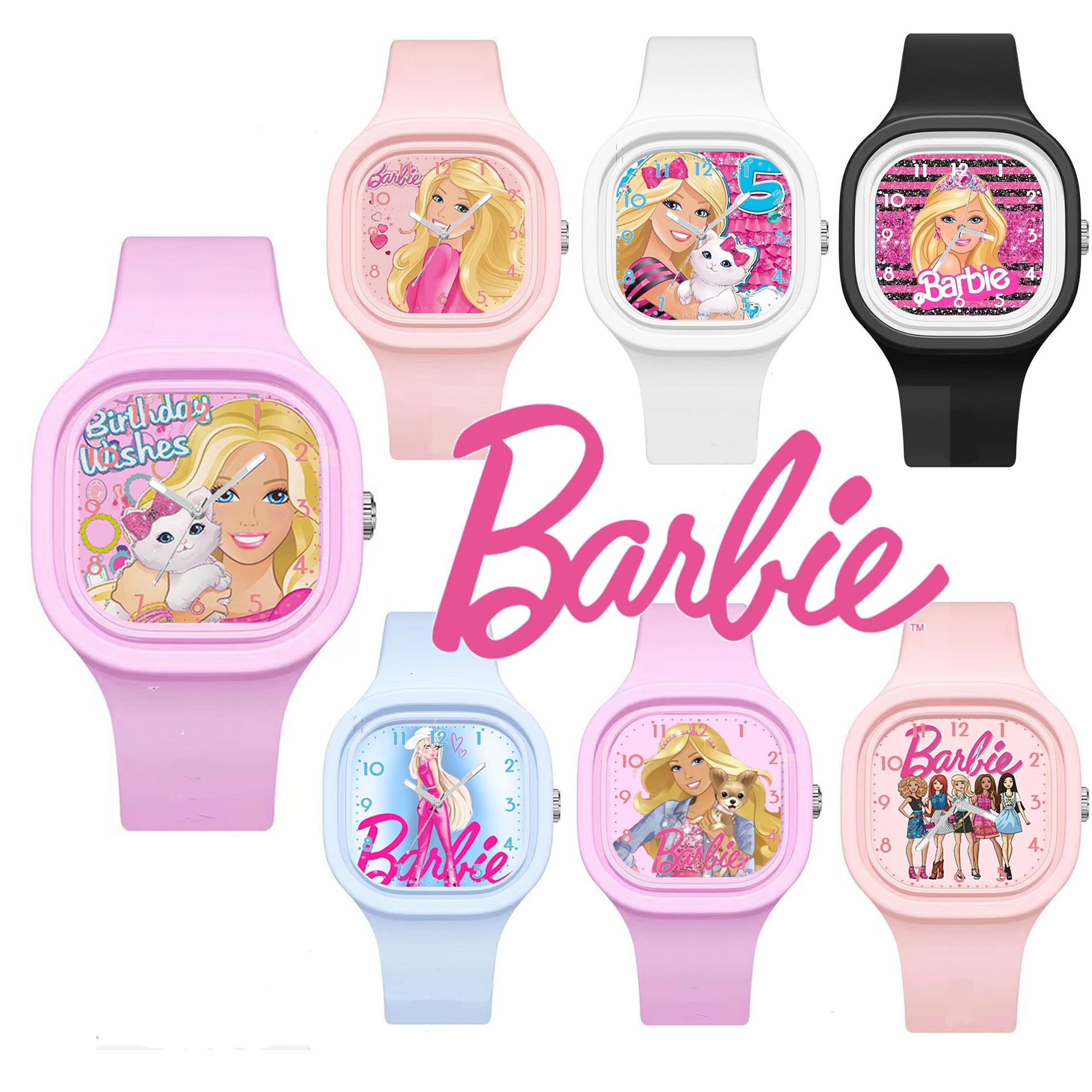 New Barbie Doll Lady girl cute square high quality skin feeling silicone Watch cross-border hot sale