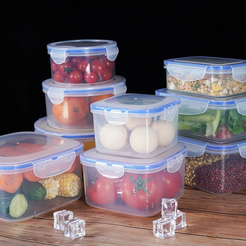 Food‑grade heat‑resistant plastic food storage boxes, assorted shapes and capacities (290–2200 ml)