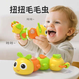 跨境婴儿扭扭毛毛虫早教玩具六合一宝宝抓握蒙氏精细动作安抚玩具