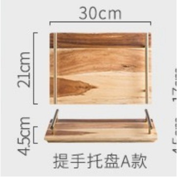 Decoración de postre boda cumpleaños accesorios de decoración mango de cobre Acacia bandeja de madera pastel platos de bocadillos estante de exhibición