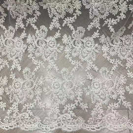 网布盘绳绣花 3D绣花 立体绣花  满幅珠片绣婚纱礼服童装蕾丝面料