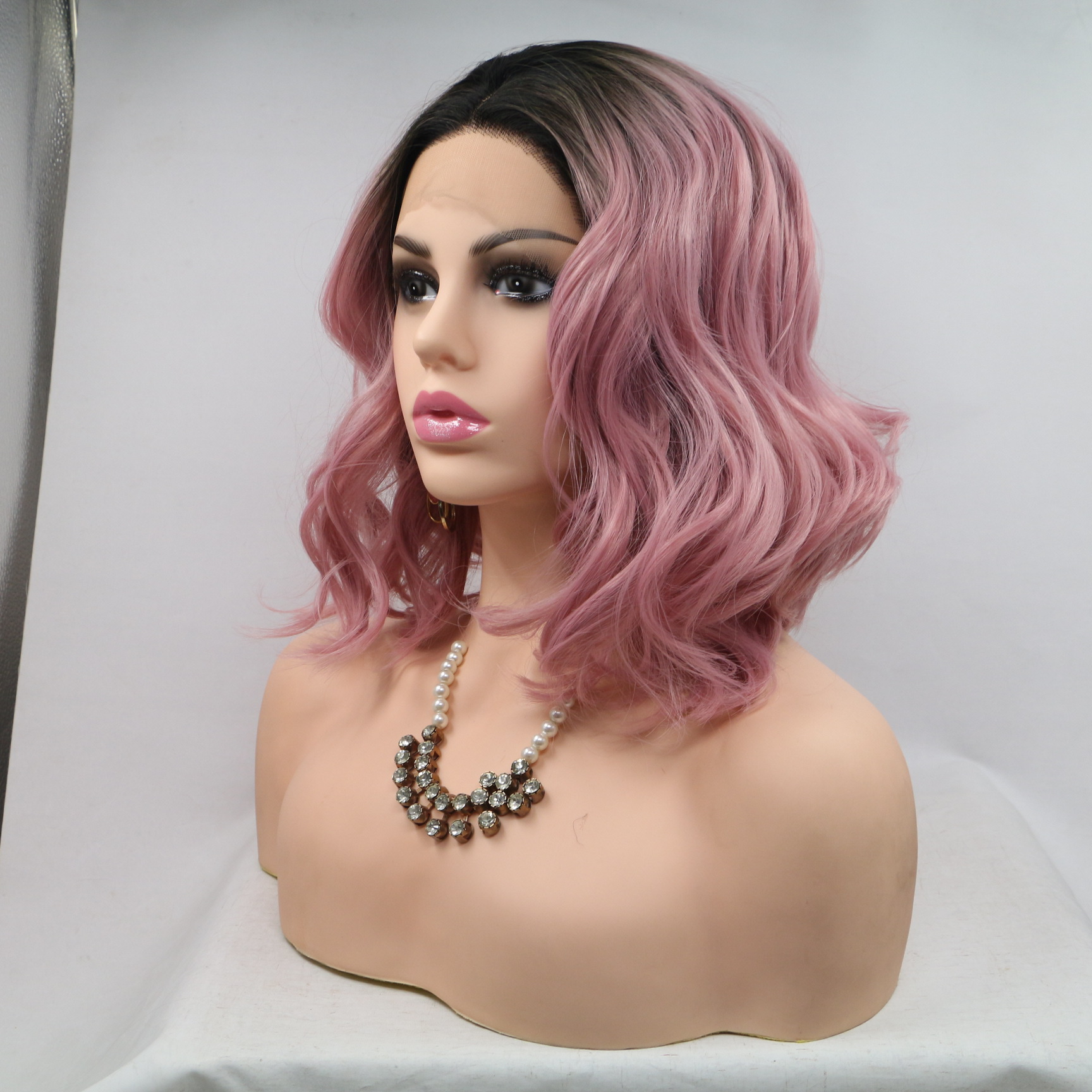 NEWLOOK pelucas europeas y americanas rizos cortos frente encaje de moda nueva pelucas transfronterizas