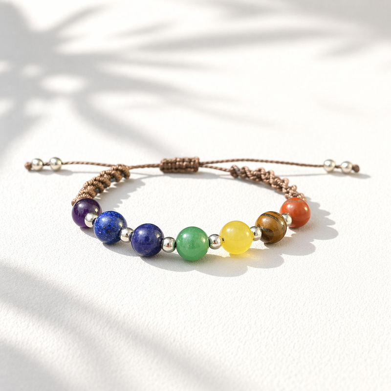 Amazon's best-selling cross-border product: seven-color natural stone yoga woven bracelet, handmade crystal wristband wholesale Amazon's best-selling cross-border product: seven-color natural stone yoga woven bracelet, handmade crystal wristband wholesale