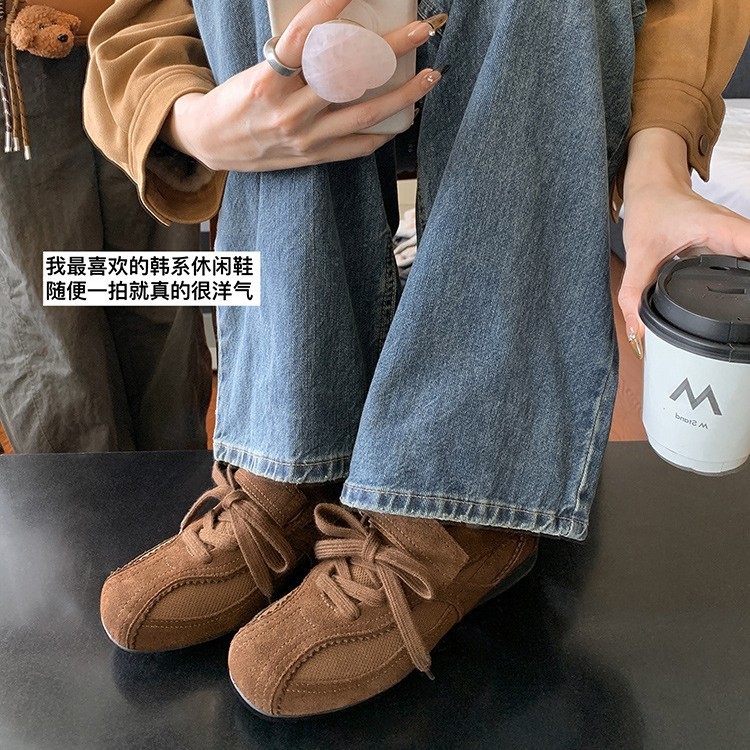 【グレープママと同じスタイル】釜山ブロガー～レトロな紐とマジックテープ付きのフラットカジュアルシューズ、女性用バレエシューズ|undefined