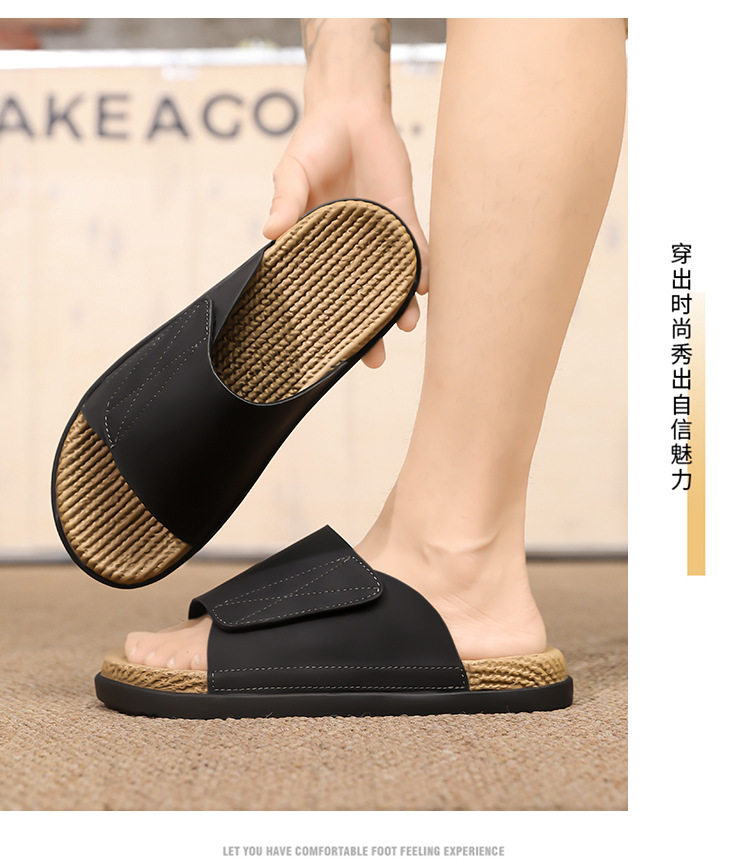 Dép lê xỏ ngón nam cỡ lớn chống trượt, đế cao su bền, đi biển và thể thao ngoài trời mùa hè — Kaki, Màu be, Màu đen chi tiết 10