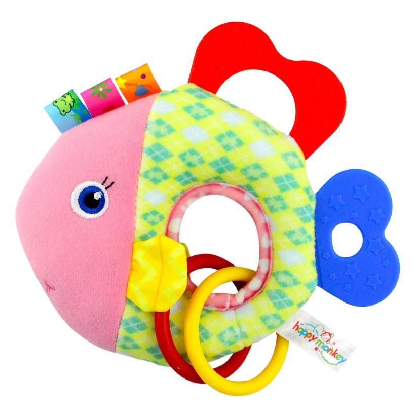 Feliz mono bebé mordedor sonajero recién nacido calmante muñeca educación temprana juguete de peluche