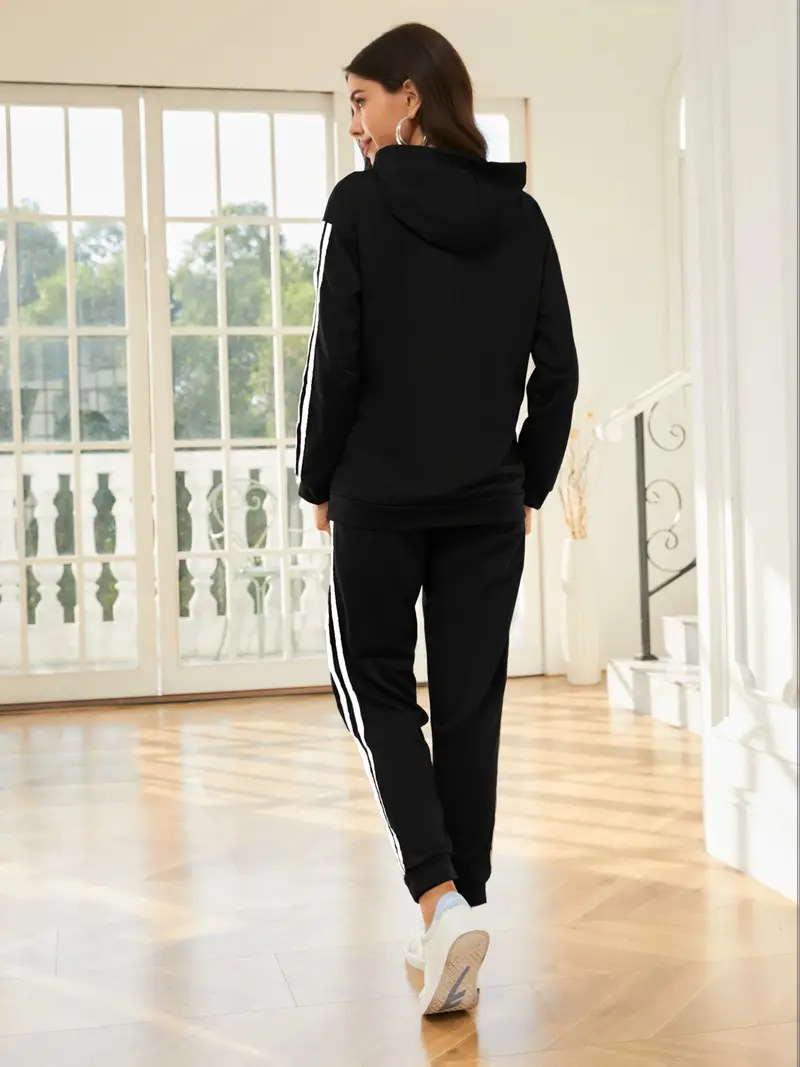 Women's Clothing Women's Spring Autumn Drop Shoulder Casual Printed Two Piece Set Jogger Suit Fashion For Formal & Casual_voghion.com