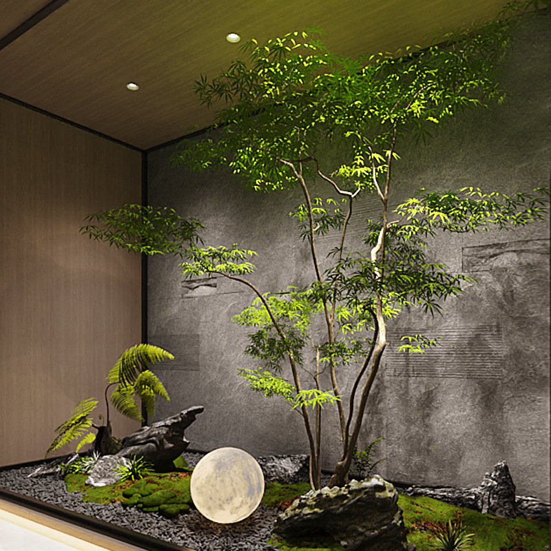 Artificial Green Maple Tree, Chicken Claw Maple, Dry Landscape Indoor Tea Room Landscape, Fake Tree, Real Tree, Green Plant, Landscaping Decorative Tree