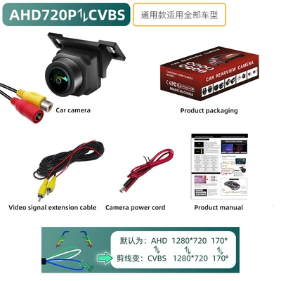 Fisheye Car Camera Side View | Vehicle camera - panoramic-head-ahd720pcvbs-three-control-function-black-lens