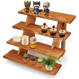 木质多层蛋糕零食置物架酒店实木甜品台多功能木质水果糕点展示架