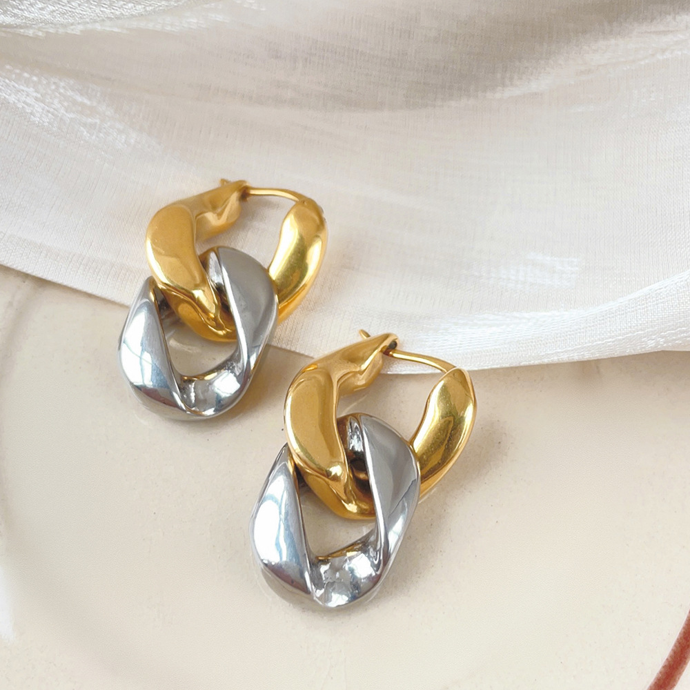chain Pattern 1 Pair Ig Style Simple Style Chain Plating Titanium Steel Gold Plated Drop Earrings